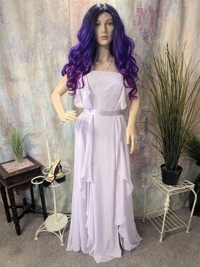 📌White Vera Wang Strapless Ruffled Bridesmaid - Prom - Ball Dress w/ Long Slit